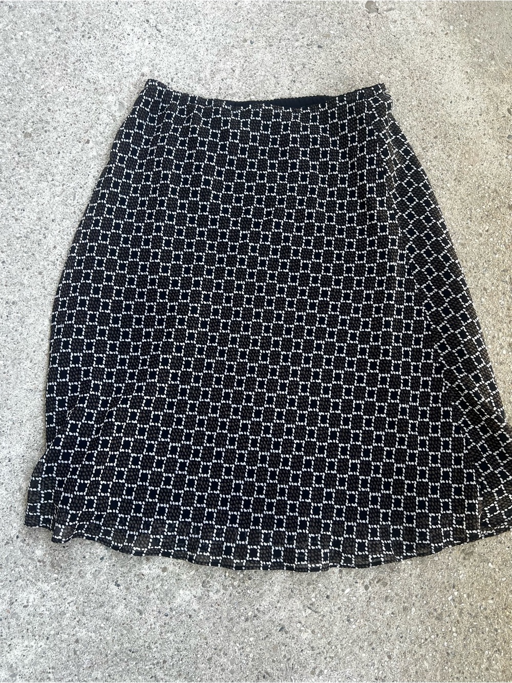 Black & White Patterned A-Line Skirt